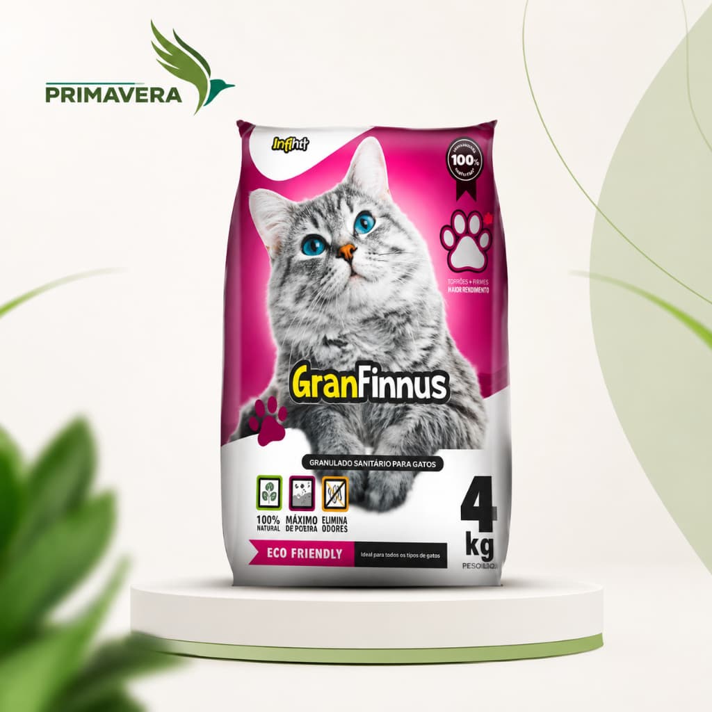 Kit 5 Areia Sanitárias Granfinnus  Extra Fina Para Gatos Antiodor Alta Absorção 4 Kg Cada