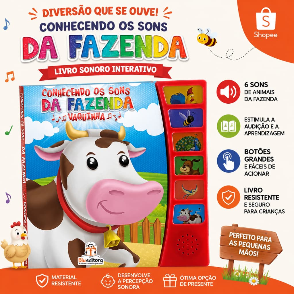 Livro Sonoro - Conhecendo os sons da fazenda: Vaquinha