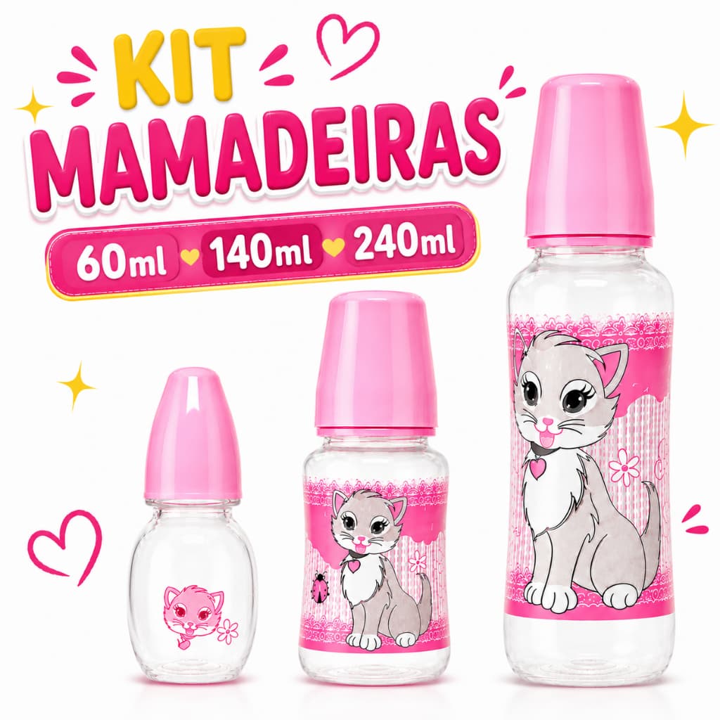 Kit 3 Mamadeiras Premium Petita Para Bebê