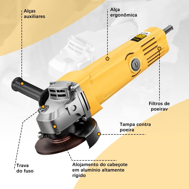 【110V/220V】Lixadeira Esmerilhadeira Angular 4 1/2 100mm 1250w 110v/220v Imperdível