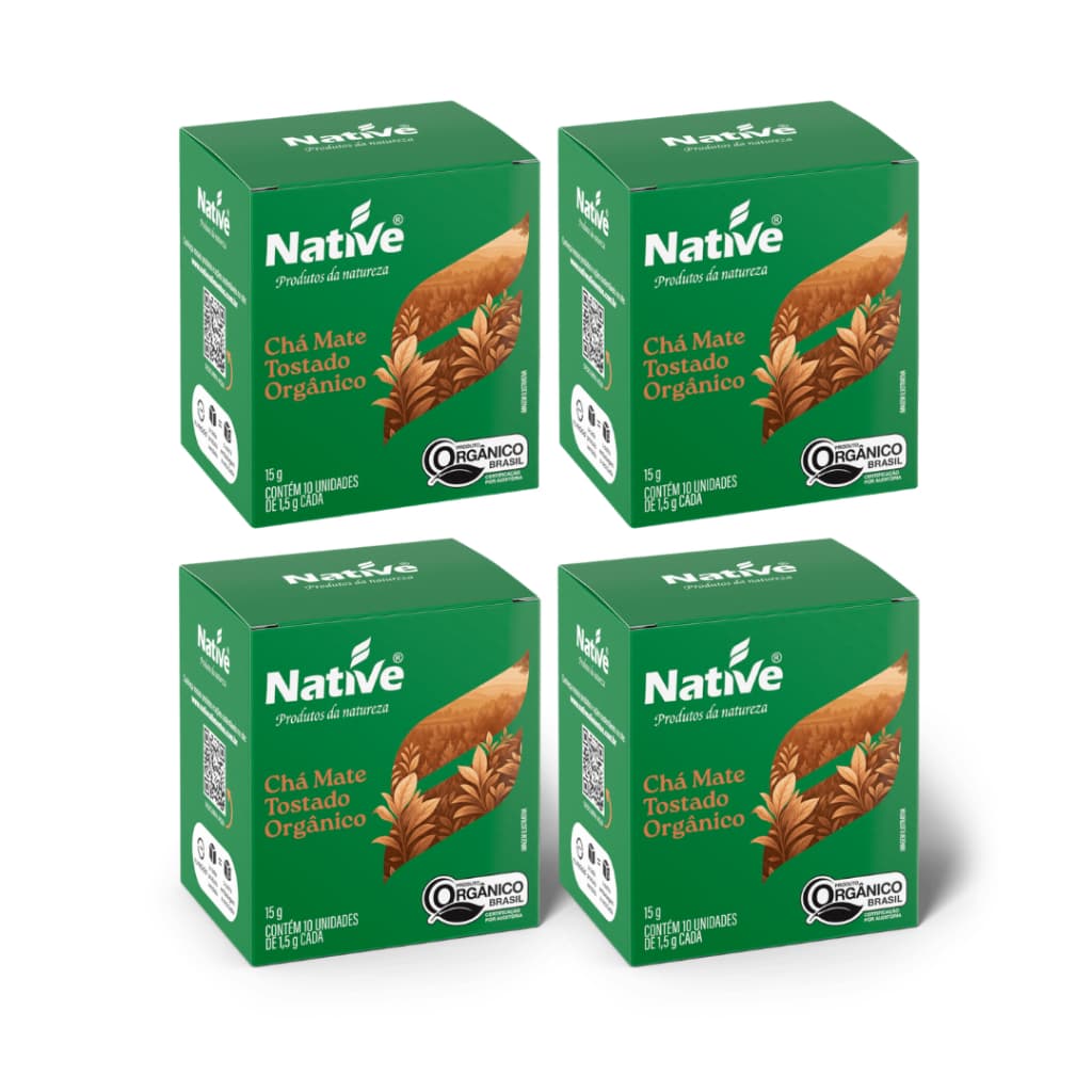 Kit 4 Chá Mate Tostado Orgânico Native Com 10 Sachês 15g
