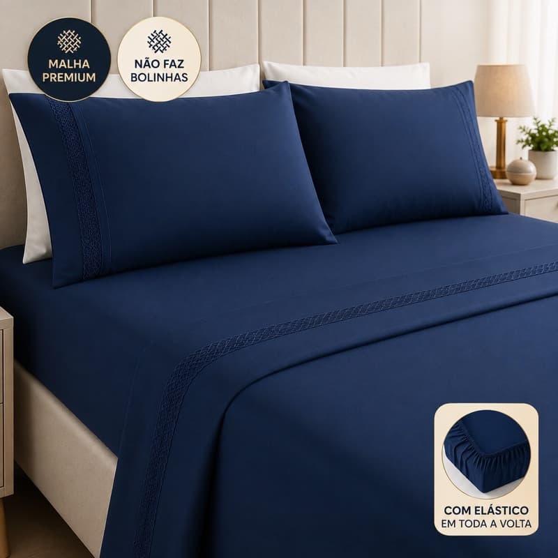 Jogo de Cama Casatex 4500 Fios Premium Casal Queen King - Lençol, 2 Fronhas e Sobrelençol