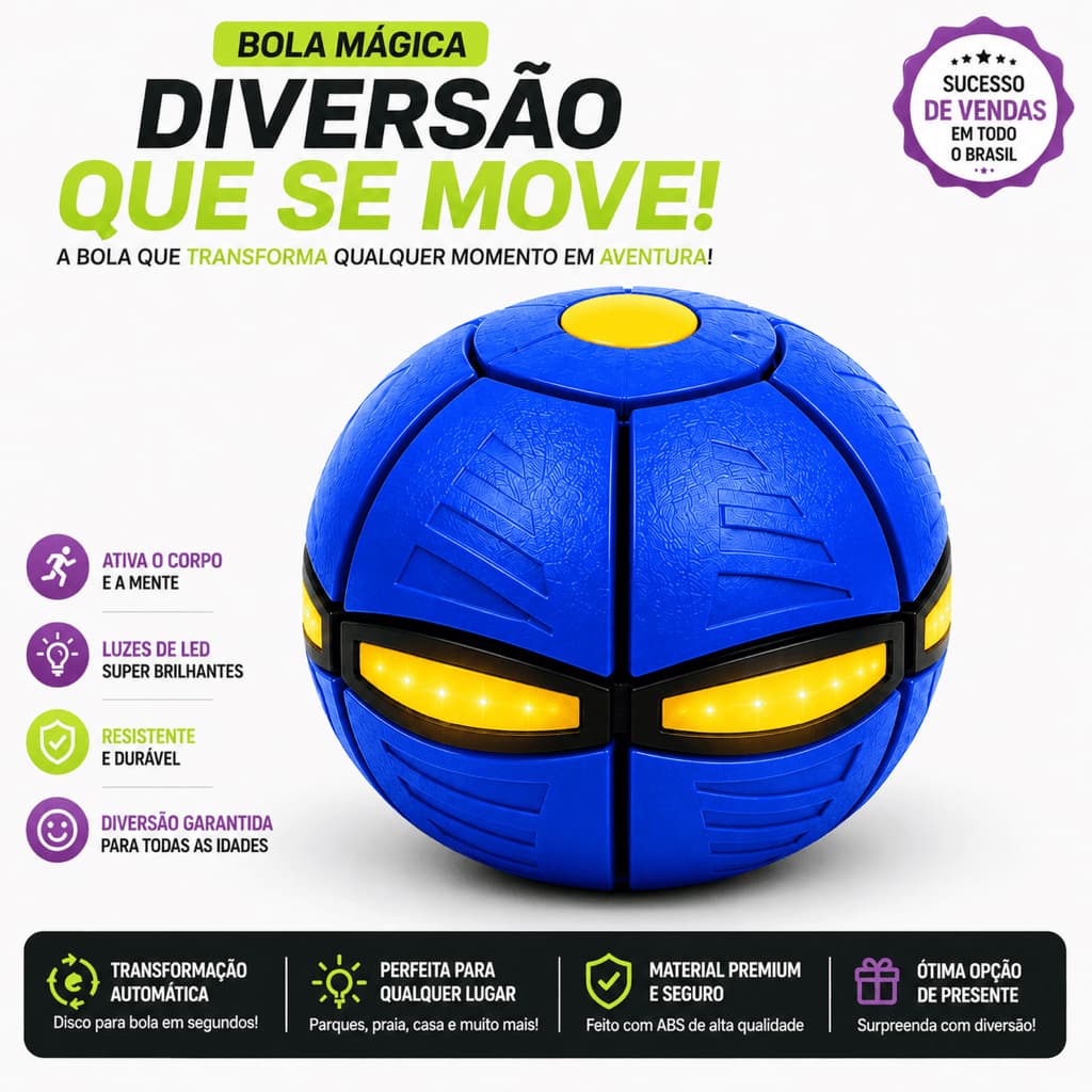 Bola Mágica LED 2 em 1Disco UFO Pet e Infantil Batata Quente