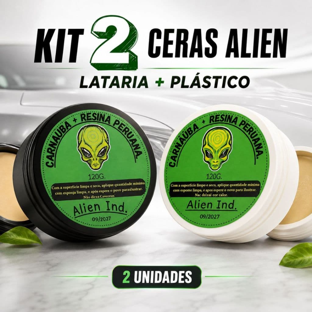 Kit 2 Ceras Alien 120g Automotiva Lataria E Plástico Carnaúba Brilho e Revitalização Carros e Motos