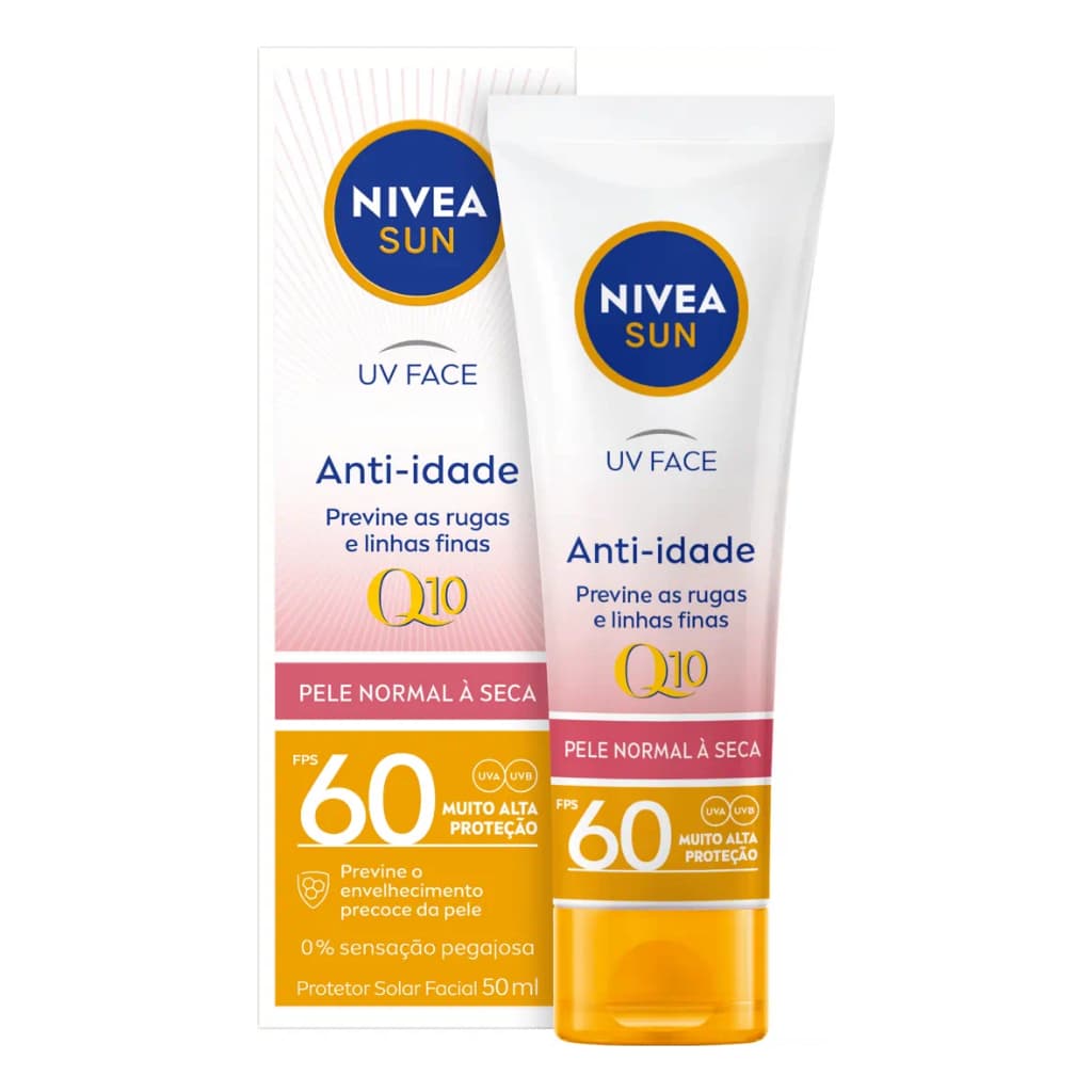 Protetor Solar Facial FPS 60 Nive Sun Pele Normal À Seca Anti Idade 50ml
