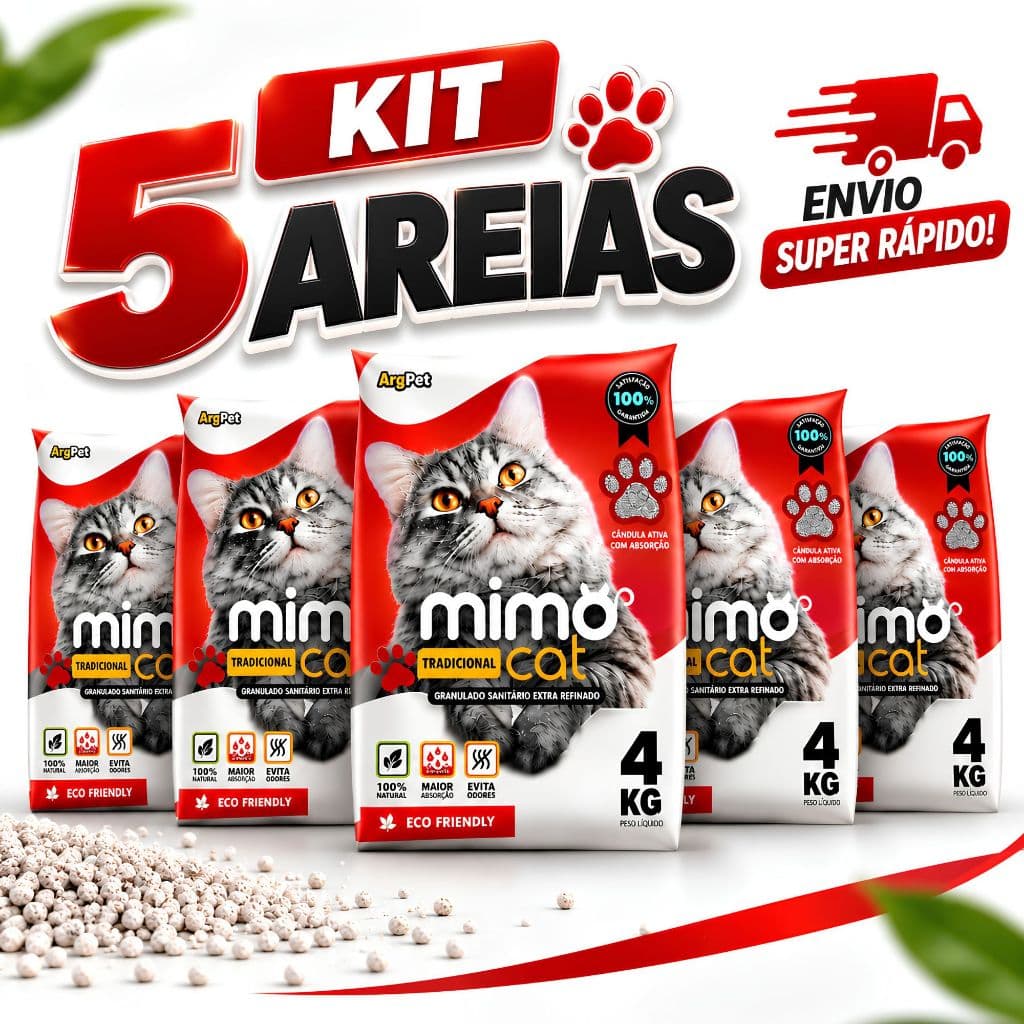 Areia Sanitária Higiênica Biodegradável para Gatos Mimo Cat 20 kg