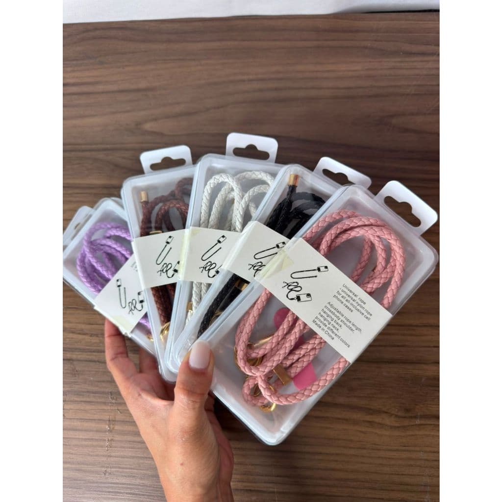 Cordão Para Celular De Couro Trançado Resistente Alça Para Capa de Celular Corda De Pescoço Suporte de Capinha Universal