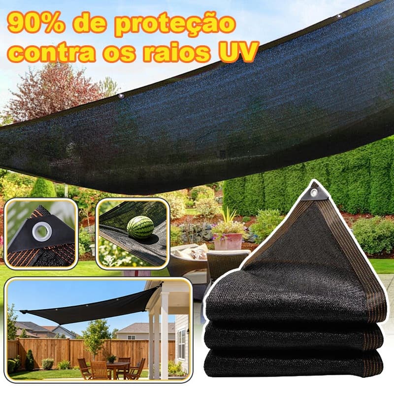 Tela de Sombra Multiuso Proteção Solar com Ilhós Reforçado para Garagem Varanda Piscina e Animais