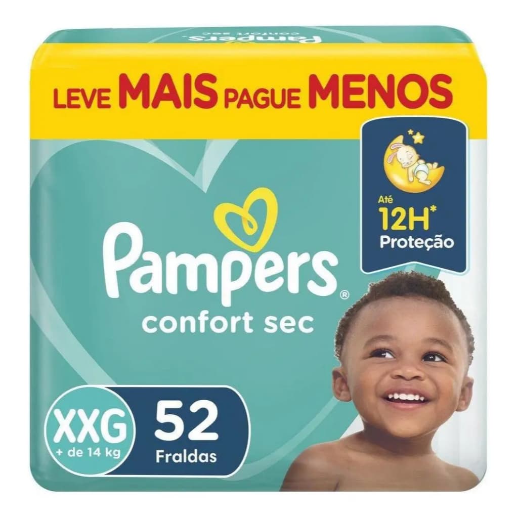 Fralda Pampers Confort Sec XXG 52 Unidades - fralda infantil sem gênero