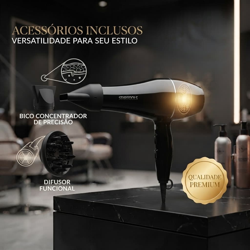 Secador Profissional Cabelo Potente Rapido Silencioso Modelador Leve
