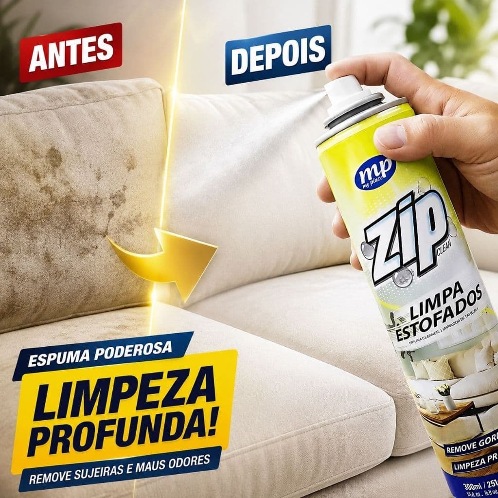 Kit Limpa Estofados A Seco Espuma Spray Zip Clean Limpa Sofá Banco de Carro 300ml