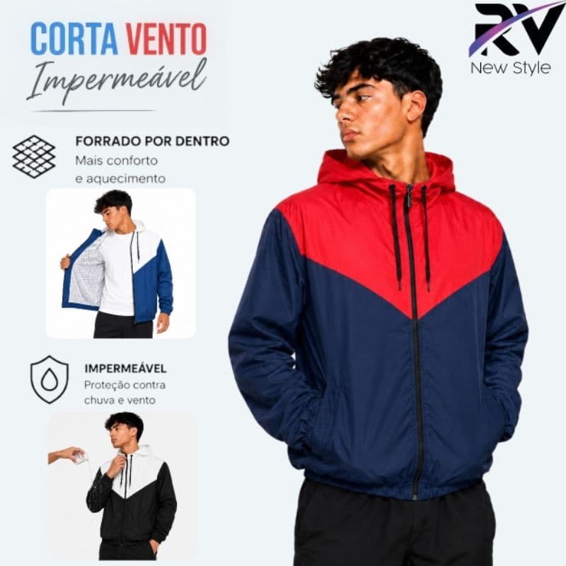 Corta Vento Masculino Impermeável e Forrado para Academia Corrida e Dia a Dia