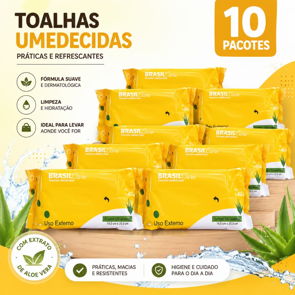 Lenço Umedecido Bebê Kit 10 pacotes Toalhas Umedecidas 1000unds.