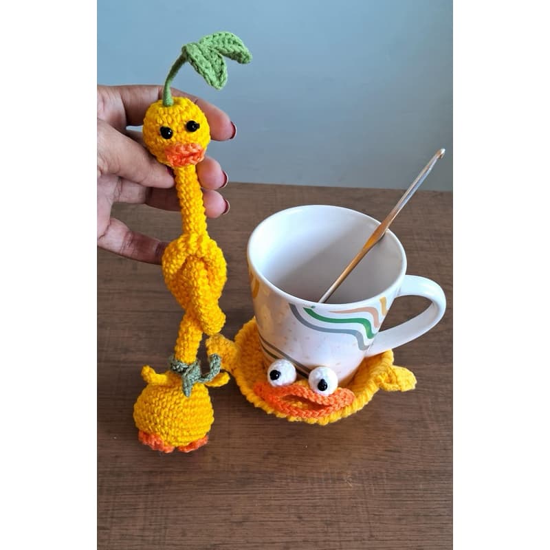 Kit Com 2 Porta Copos Crochê Engraçado Bichinhos Amigurumi Apoio De Caneca Criativo Feito À Mão