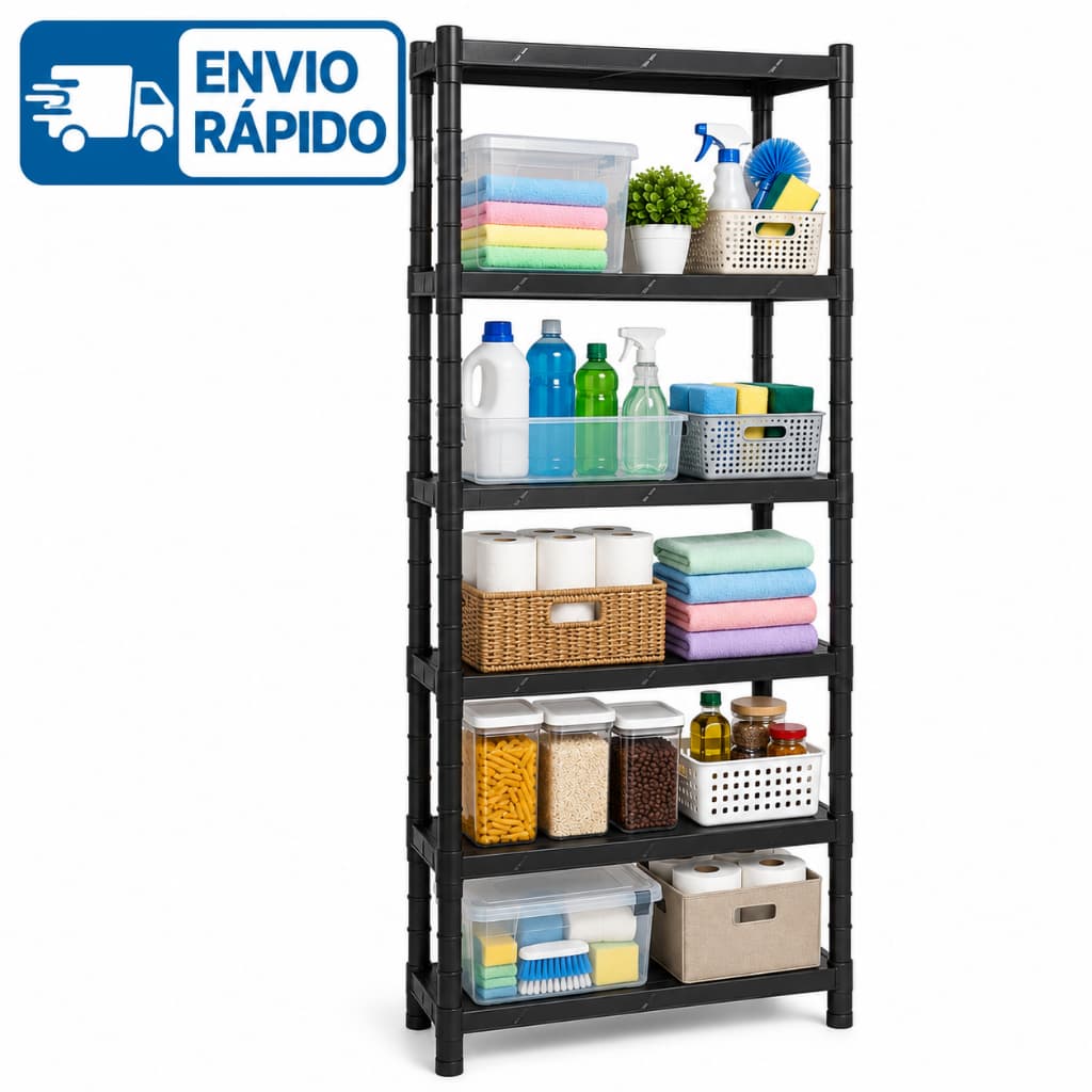 Estante Organizadora Multiuso 2, 3, 4, 5 Andares Preta Modular Plástica Resistente Cozinha Banheiro Lavanderia Quarto