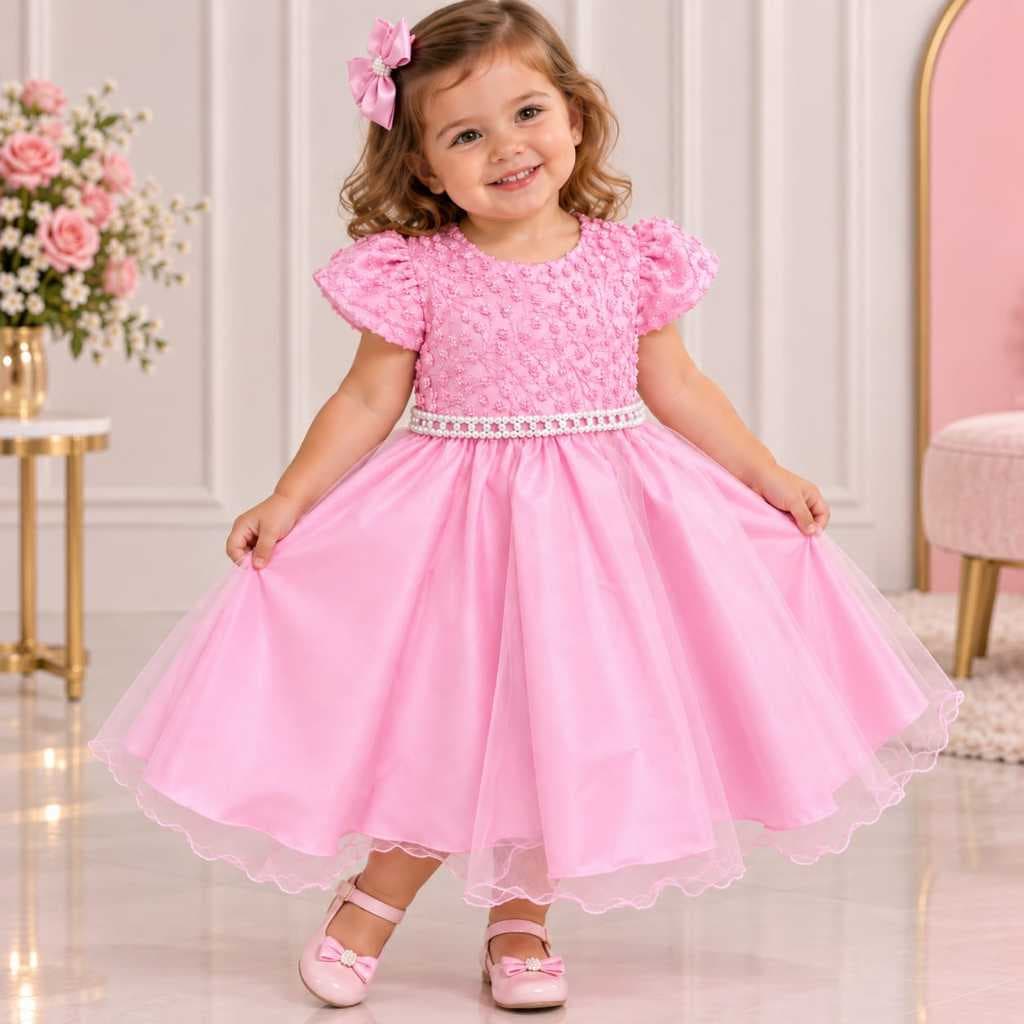 vestido bebê infantil rosa menina festa casamento daminha aniversario