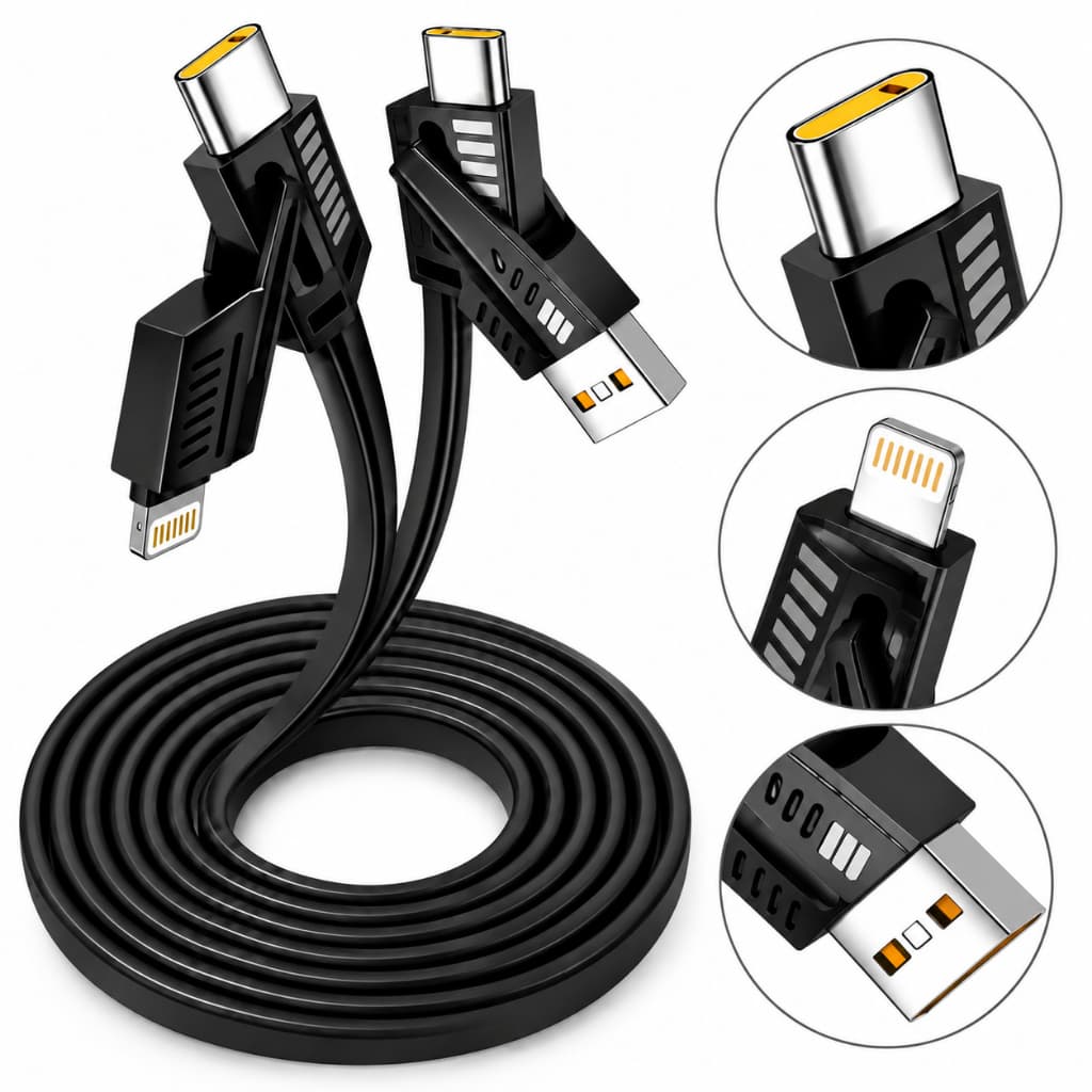 Cabo Carregador 4 em 1 Tipo C 65W Lightning Carga Rápida Turbo PD 27W