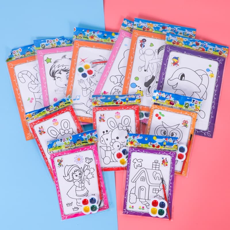 kit 30 Cards para Colorir Infantil Kit DIY: Lápis e 4 Cores Aquarela, Atividade Criativa, Lembrancinha Aniversário`