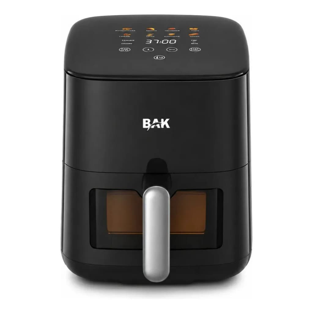 Air Fryer Super Fritadeira Bak Touch Screen 3,7l Sem Óleo Preto