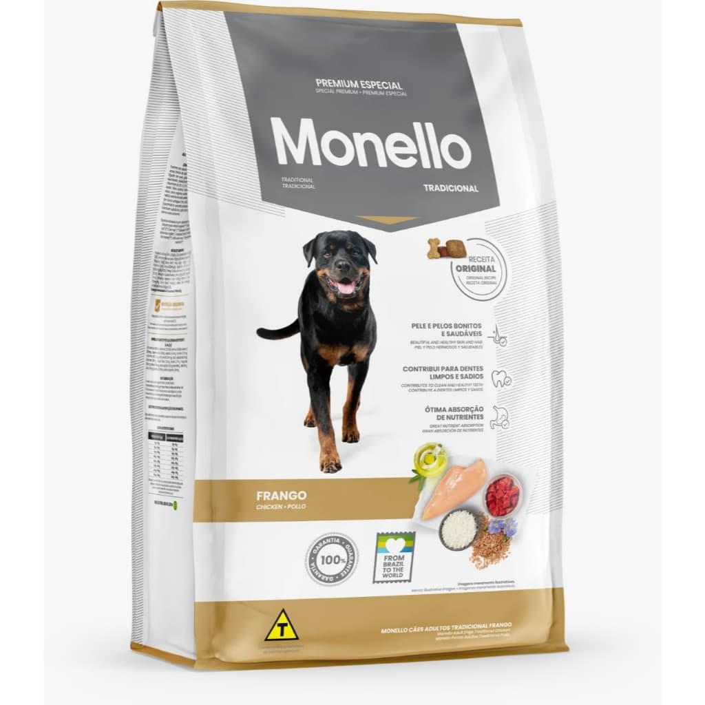 ração cães cachorros 1kg adultos Monello Especial Tradicional