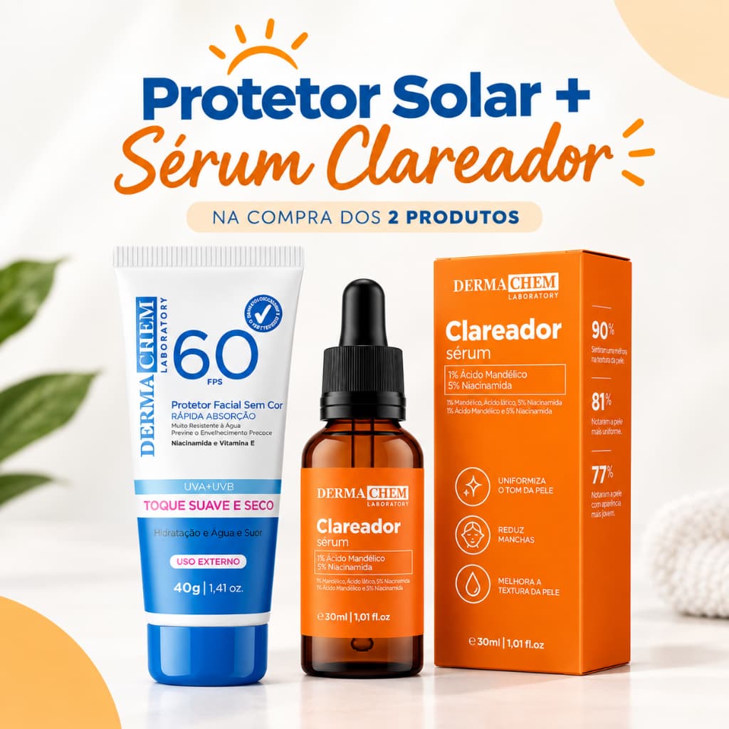 Kit 2 Dermachem - Protetor Fps60 + Sérum Clareador Vitamina C