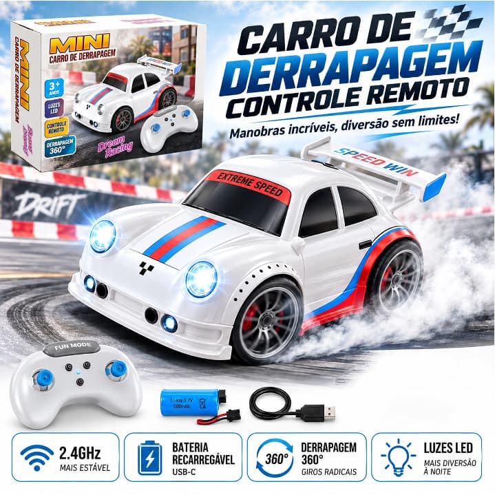 Carrinho de Controle Remoto Inteligente Infantil Recarregável com Luz e Som Brinquedo Educativo para Crianças