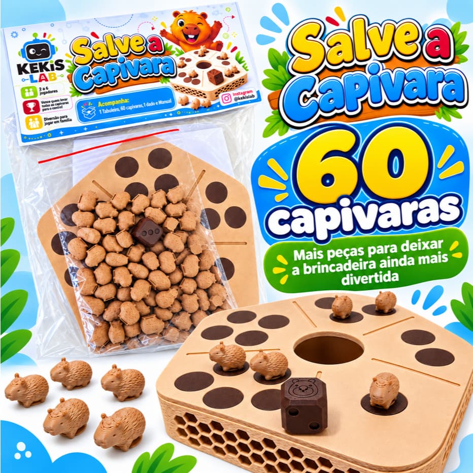 Jogo De Tabuleiro Salve a Capivara para 2 a 6 Jogadores Família