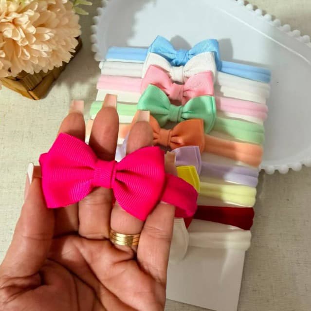 kit de 10 Faixinhas para bebê RN Lacinhos para Recém Nascido Saída de Maternidade Enxoval de Bebê Lacinho Menina
