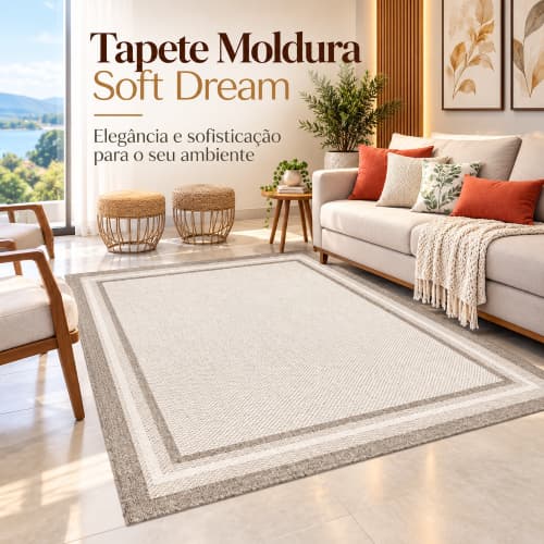 Tapete Sisal Moldura 100x150 Antiderrapante Elegante para Sala Quarto Escritório e Decoração
