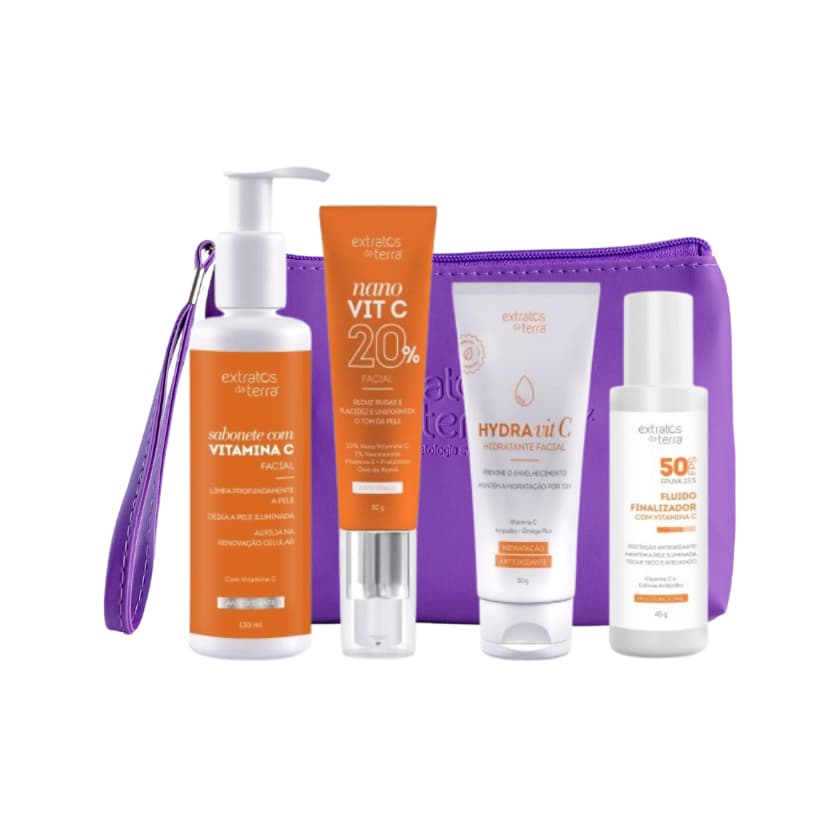 Kit Vitamina C - Modo Turbo Extratos Da Terra Sabonete com Vitamina C Nano Vit C 20% Fluido Finalizador