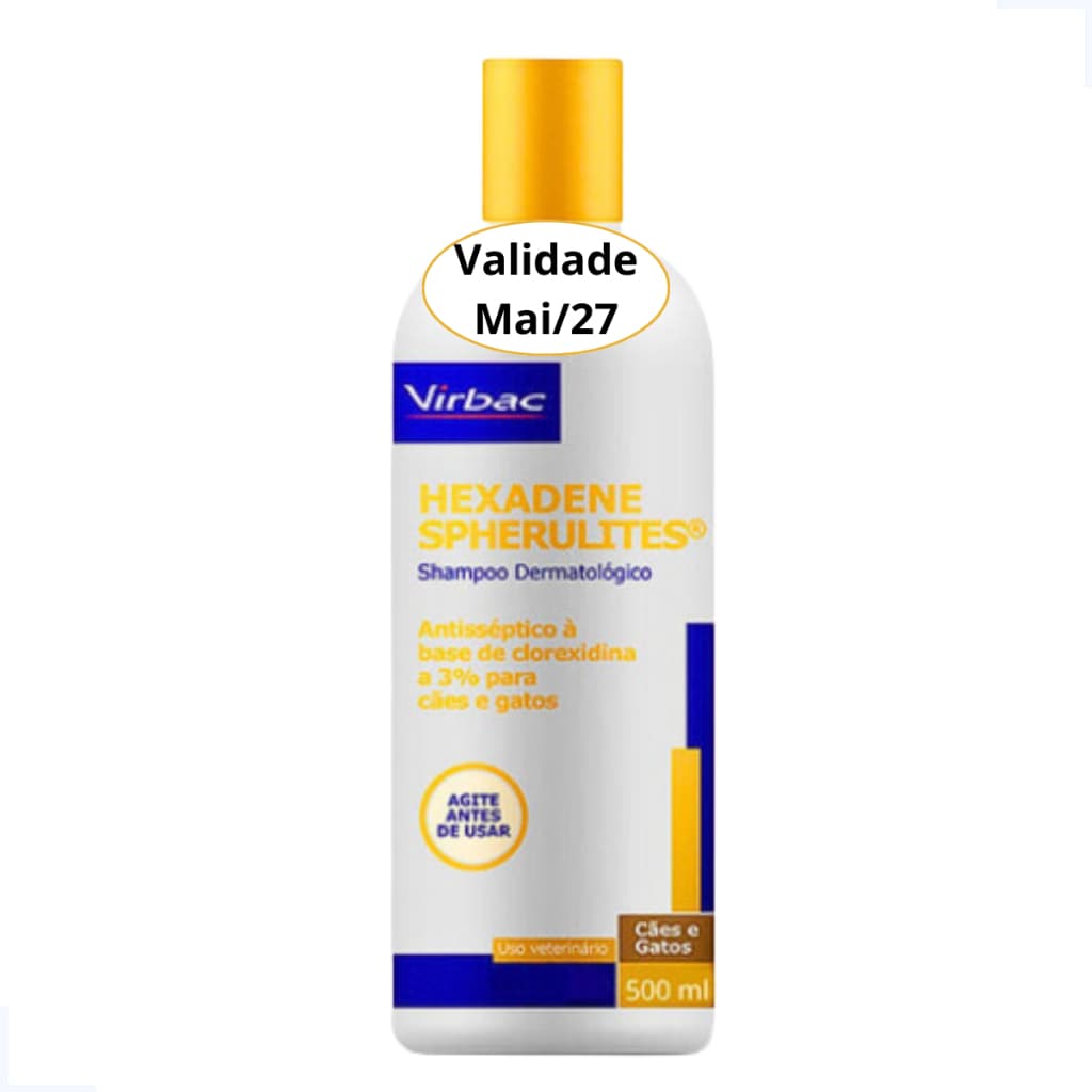 Shampoo Hexadene 500ml para Cães e Gatos Shampoo para Cães Antissético Vicbac 500ml