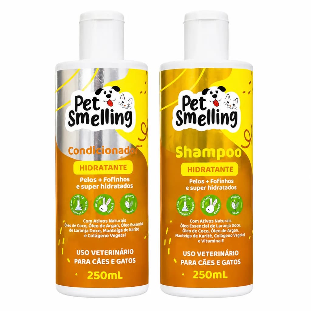 Shampoo e Condicionador Pet Hidratante 250ml - Pet Smelling | Para Cães e Gatos