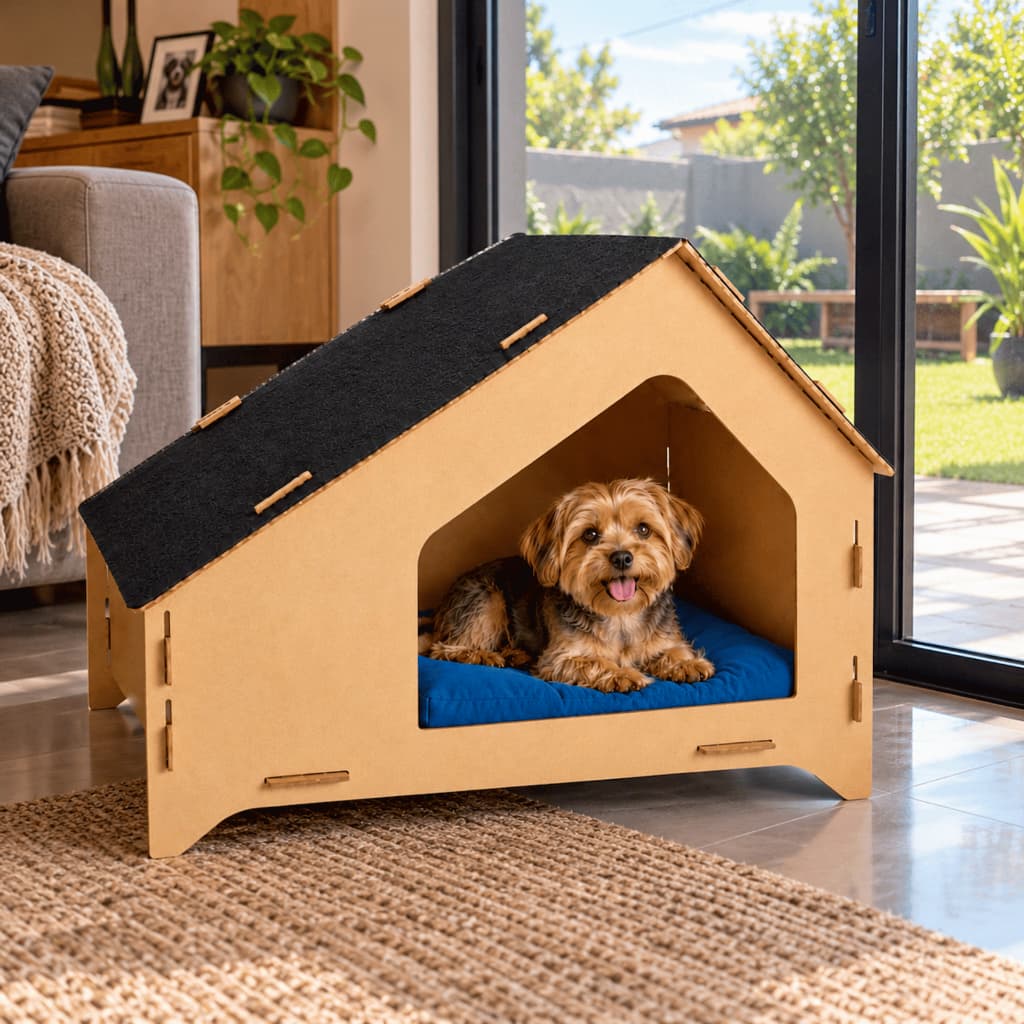 Casinha para pets media com arranhador para gatos