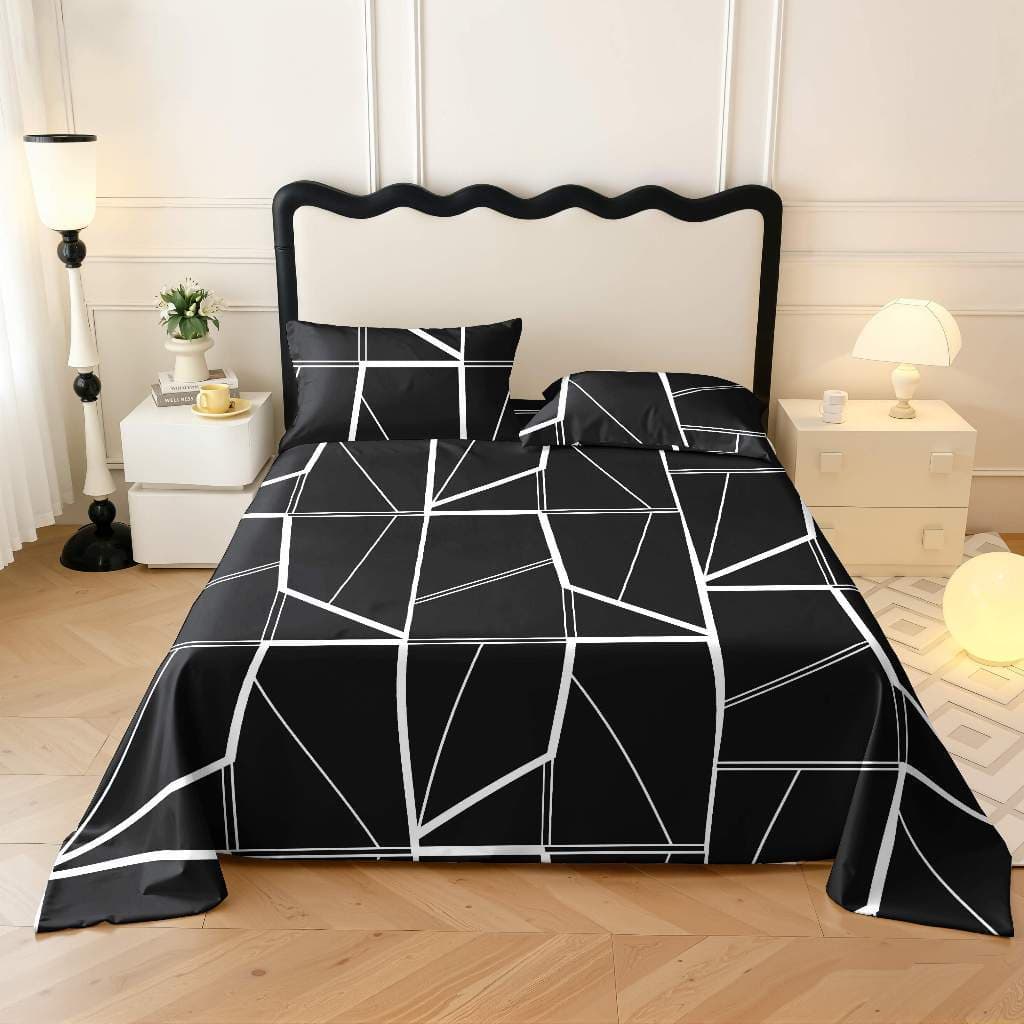 Jogo de Cama 4 Peças Lençol Com Elástico + Lençol Superior + 2 Fronhas, Varias Estampas, Solteiro Casal Queen King