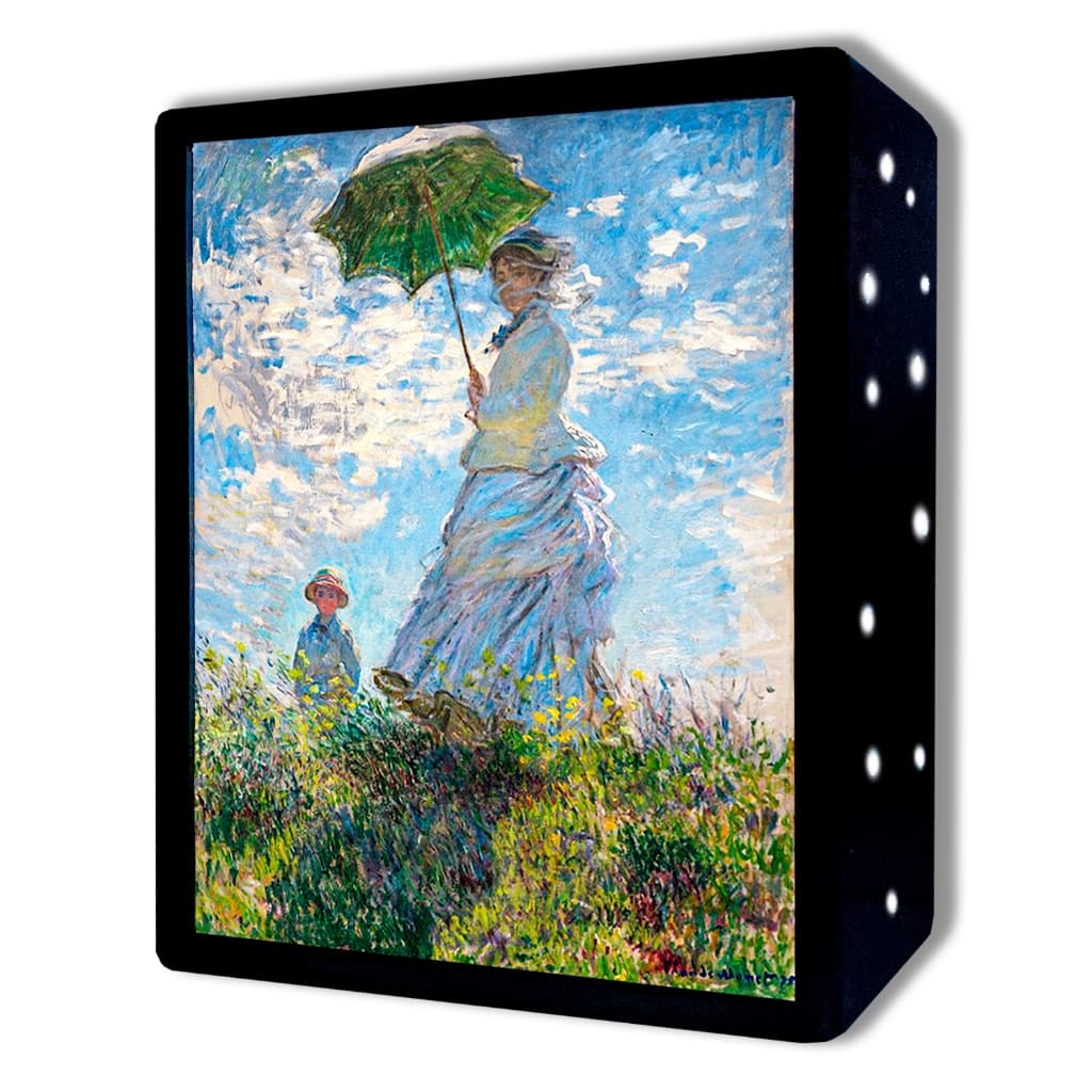 Luminária Abajur LED Mulher com Sombrinha de Claude Monet - Decoração Arte