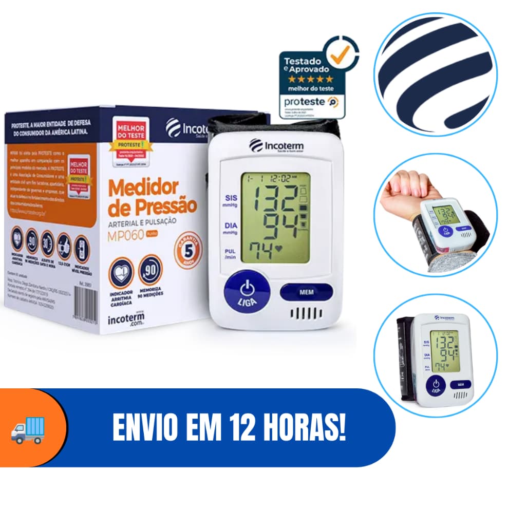 Aparelho de Pressao Digital Automático de Pulso e Arterial MP060 Incoterm
