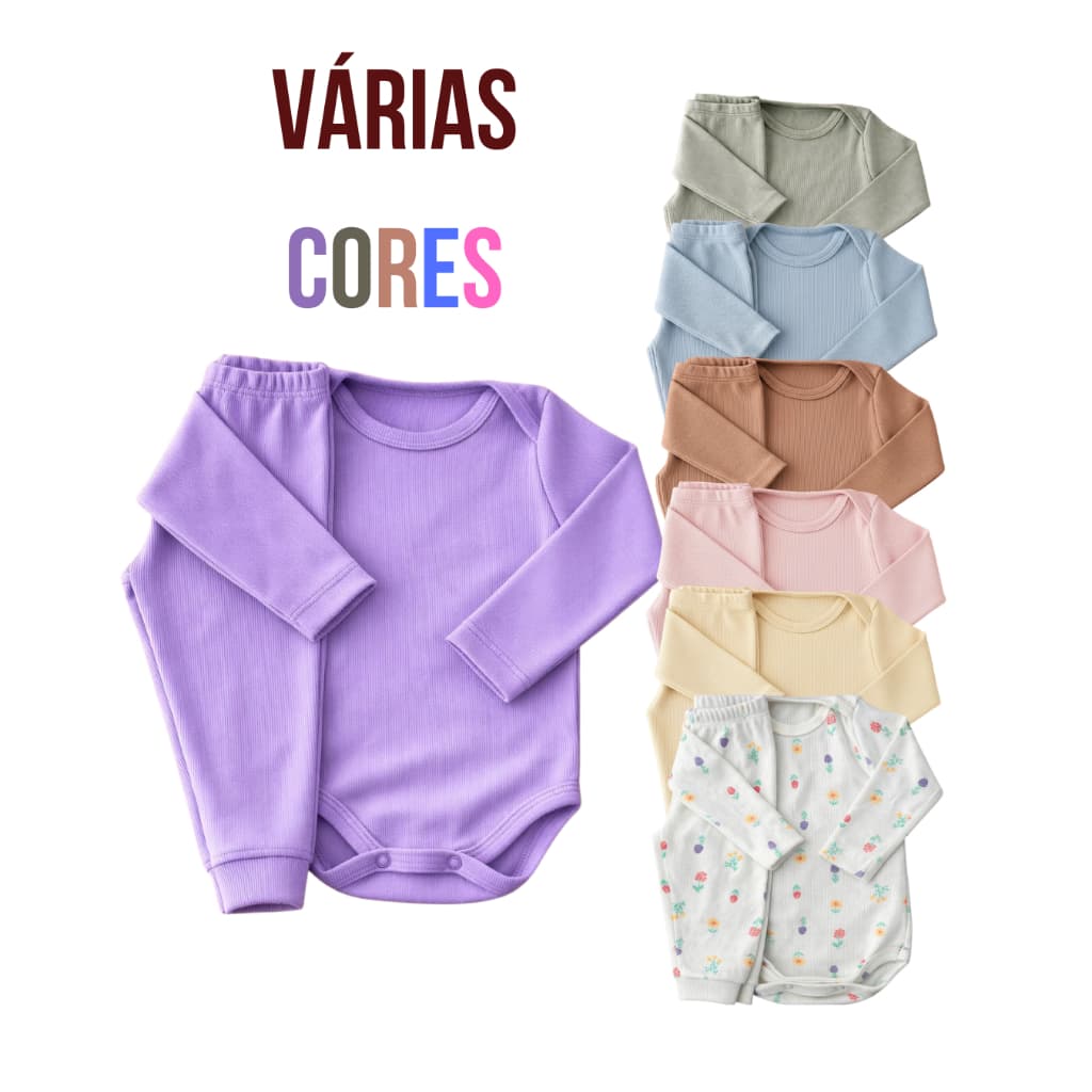 Kit 12 Peças Body Infantil Roupa para Bebê Menino e Menina Com Body de Botão e Calça Envio Rápido