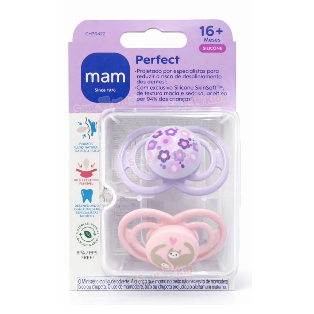 Chupeta MAM Perfect 16+ meses Embalagem Dupla Rosa Bebê Menina
