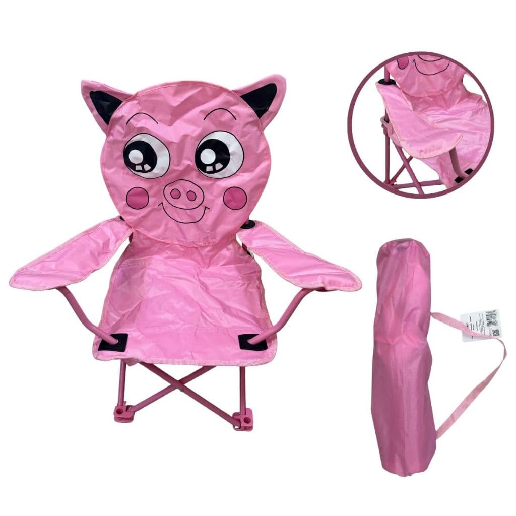 Cadeira Camping Porco Importway Praia Infantil Bolsa Rosa Rosa