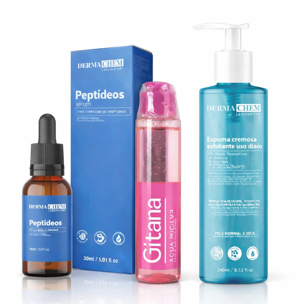 Kit Skincare Dermachem Limpeza Facial, Hidratação e Anti-Idade