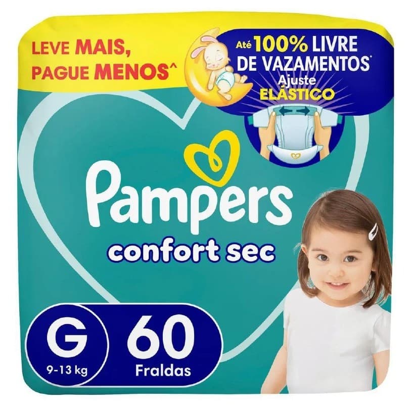 Fralda Descartável Pampers Confort Sec G 60 Unidades Unissex