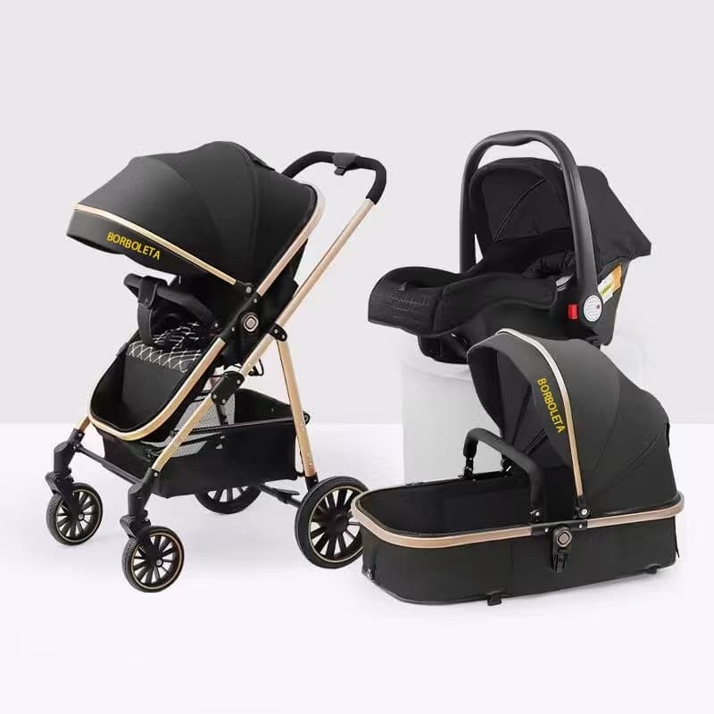 Carrinho Completo 3 EM 1 Com Moisés e Bebe Conforto - BORBOLETA