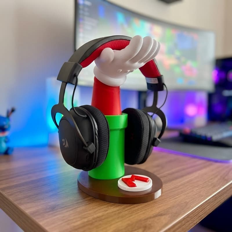 Suporte para headset fone de ouvido de formato Mario  Setup gamer