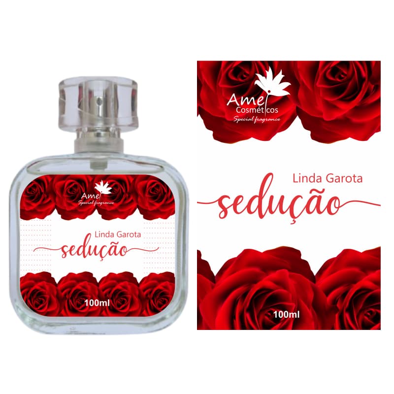 Perfume Linda Garota Sedução Feminino Amei Cosméticos Alta Fixação 33% de Essência Importada EDP
