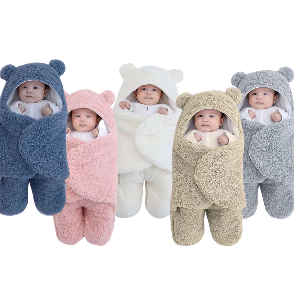 Saco De Dormir Bebe Ursinho Com Sherpa Menino Menina Charutinho Enrolar o Bebê Fleece Com Velcro
