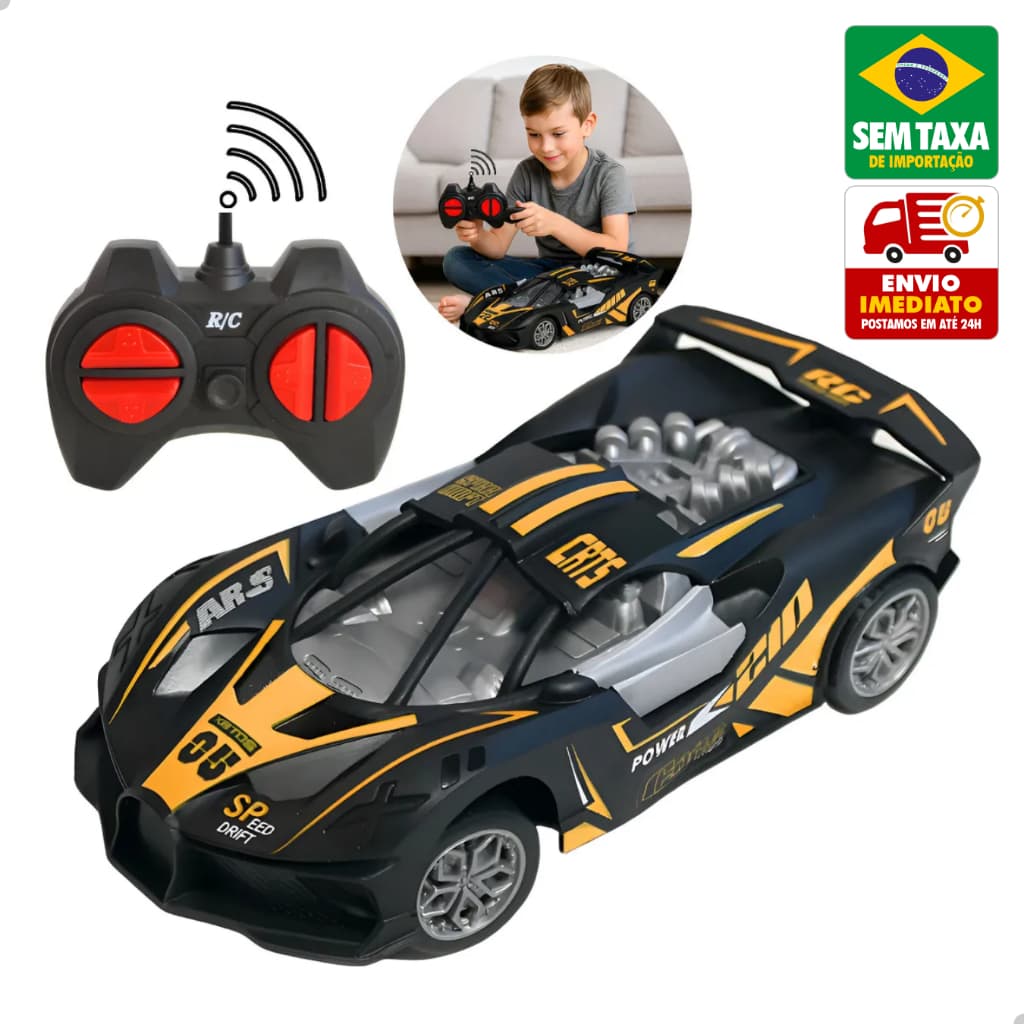 Carrinho RC 7 Funções Drift Abre Porta 17cm Controle Remoto Infantil Brinquedo