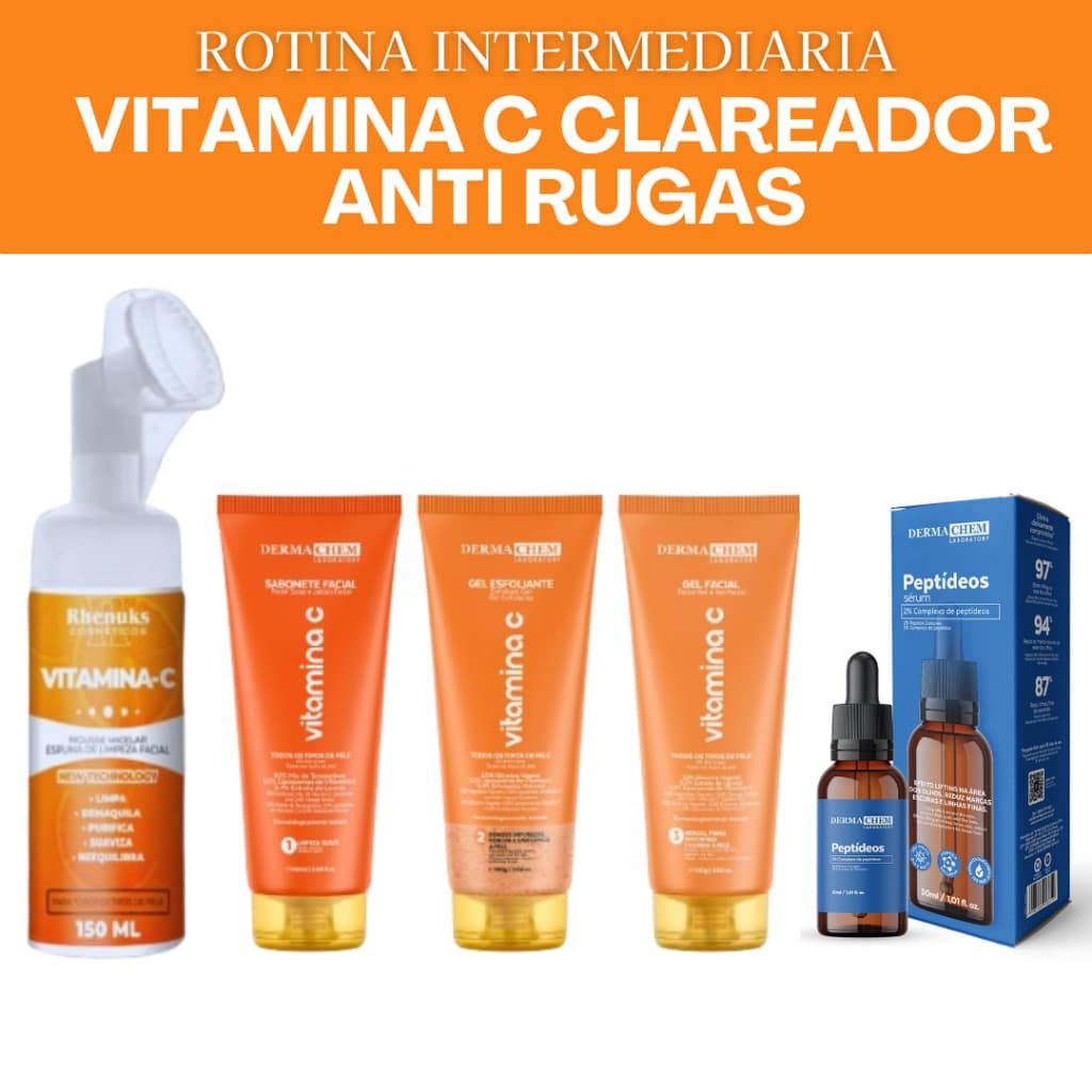 Kit Skincare Anti-Idade Dermachem + Sérum peptideos + Mousse Micelar Limpeza Facial 150ml