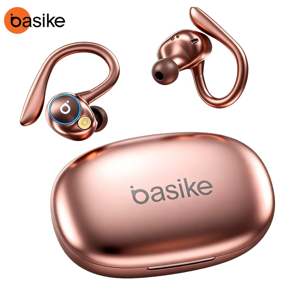 BASIKE Fones De Ouvido Sem Fio Bluetooth Fone Com Microfones Alta Fidelidade Som Estéreo Toque Inteligente Esportes