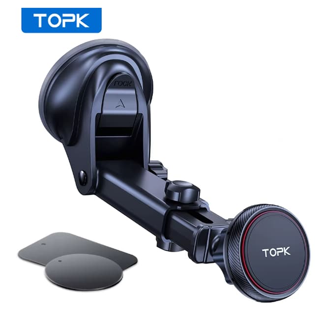 Suporte Celular Carro Magnético TOPK | Ímã Forte N52 | Painel Para-brisa Universal iPhone Samsung