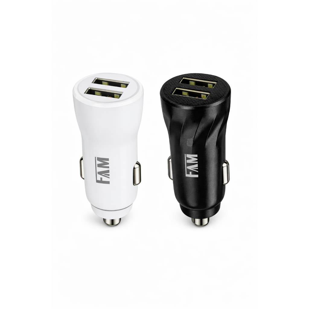 Carregador Veicular Turbo FAM 3A Duplo USB - Carga Rápida e Segura